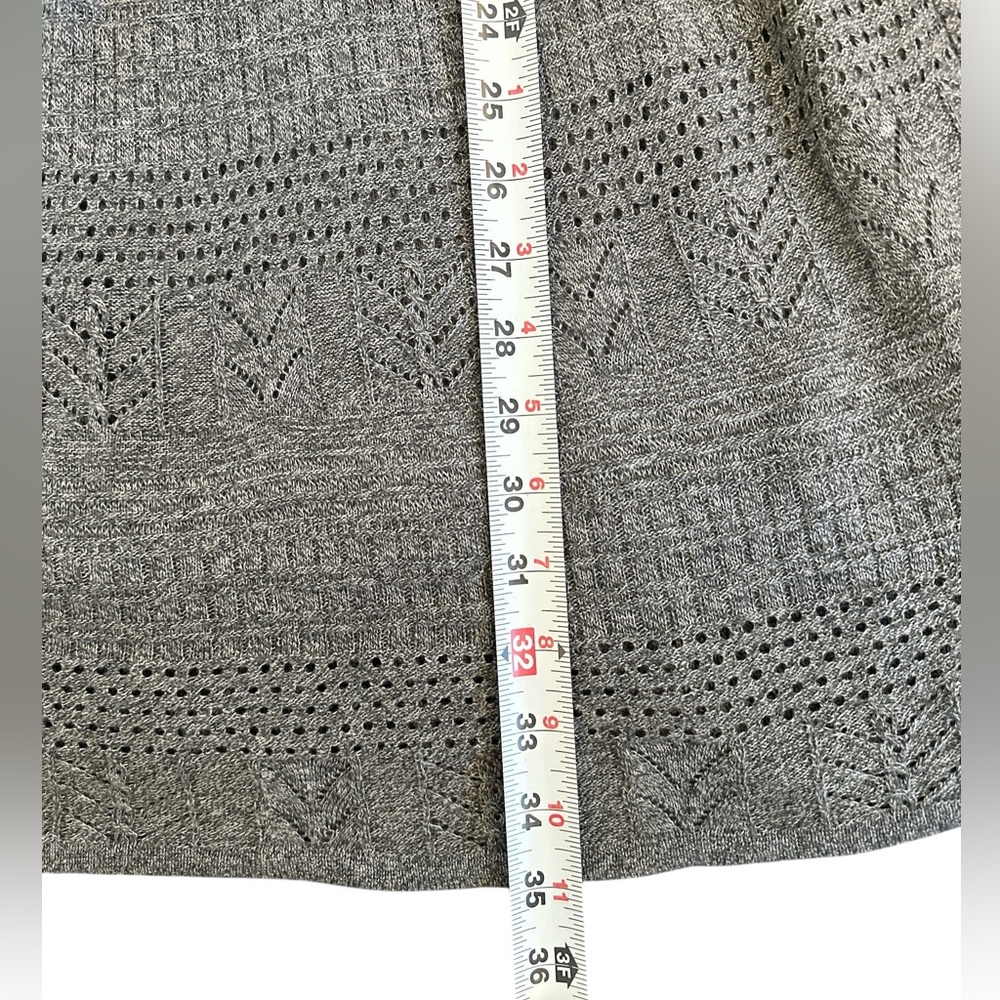 American Eagle Gray Pointelle Knit Fit & Flare Sweater Dress Preppy Chic Small - Picture 6 of 8